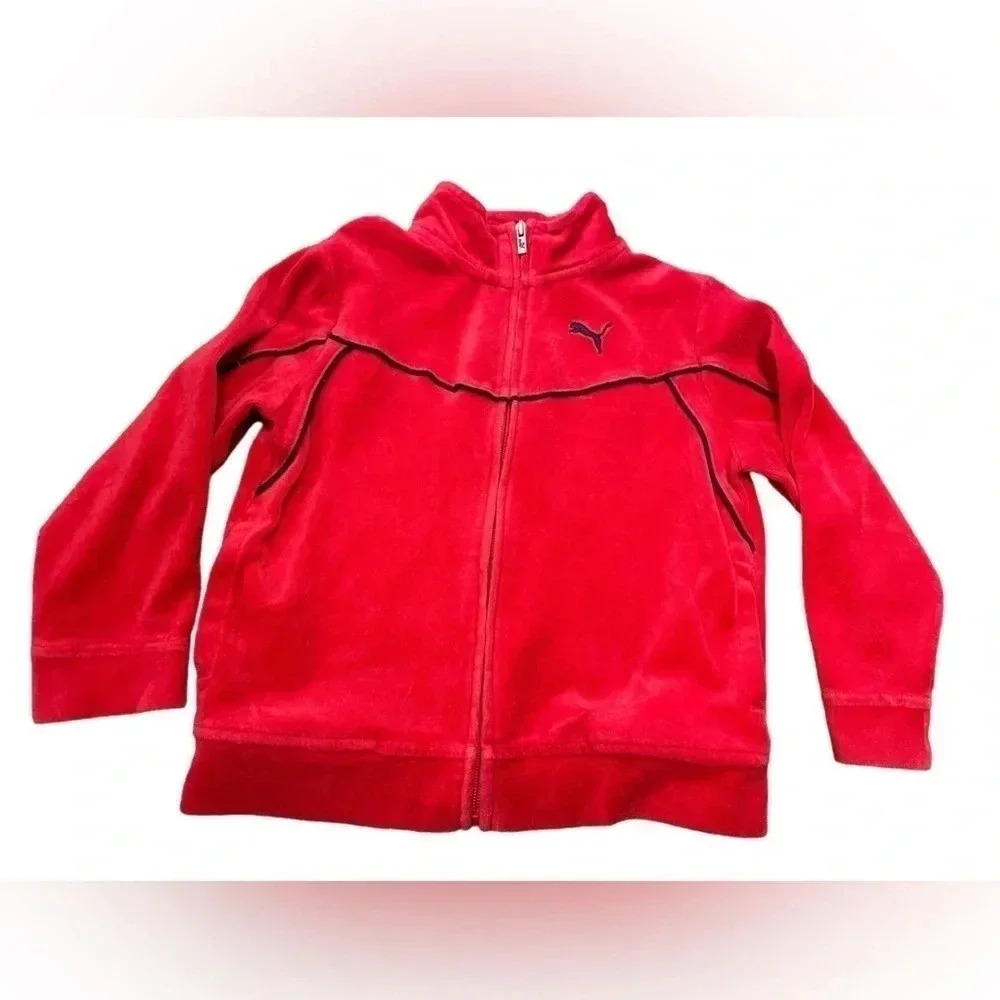 Puma Red Velvet Full Zip Sweater Size 5